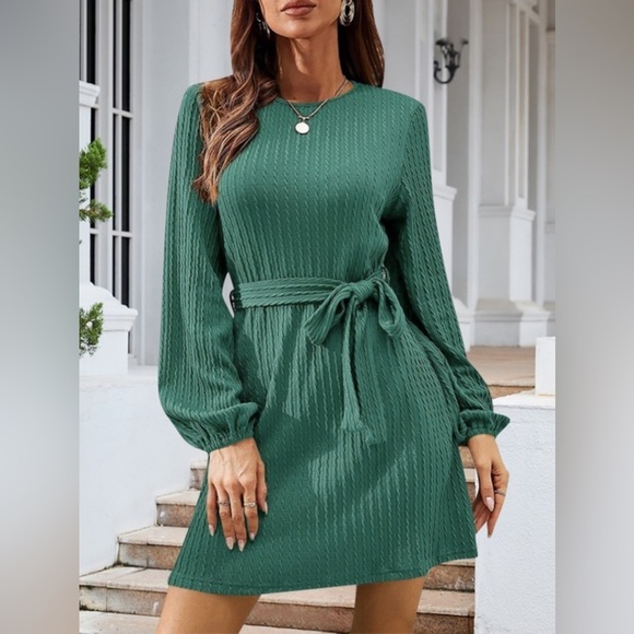 Front Knot Cozy Womens Sweater Dress - Picture 3 of 4